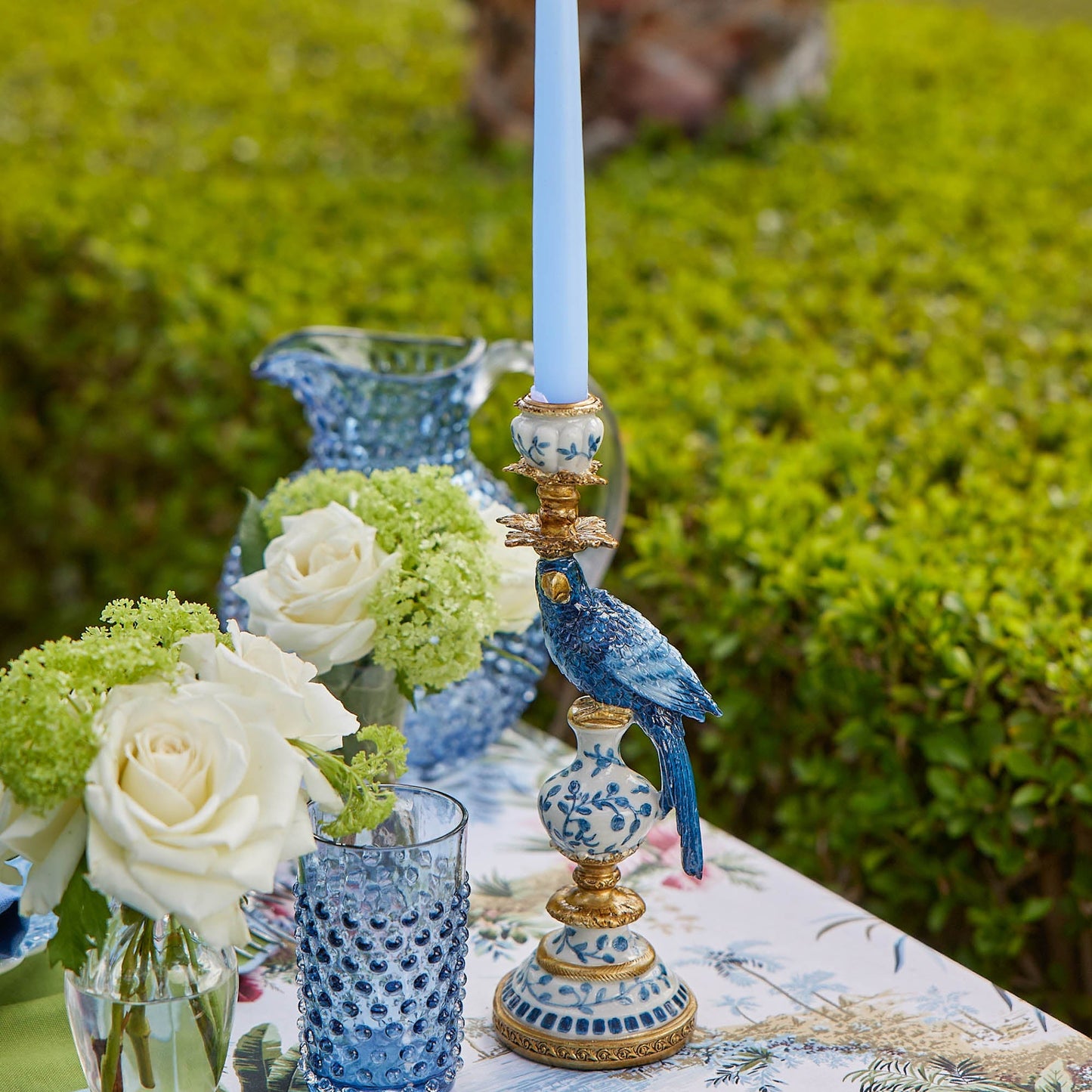 Portacandele piccolo pappagallo blu (coppia)