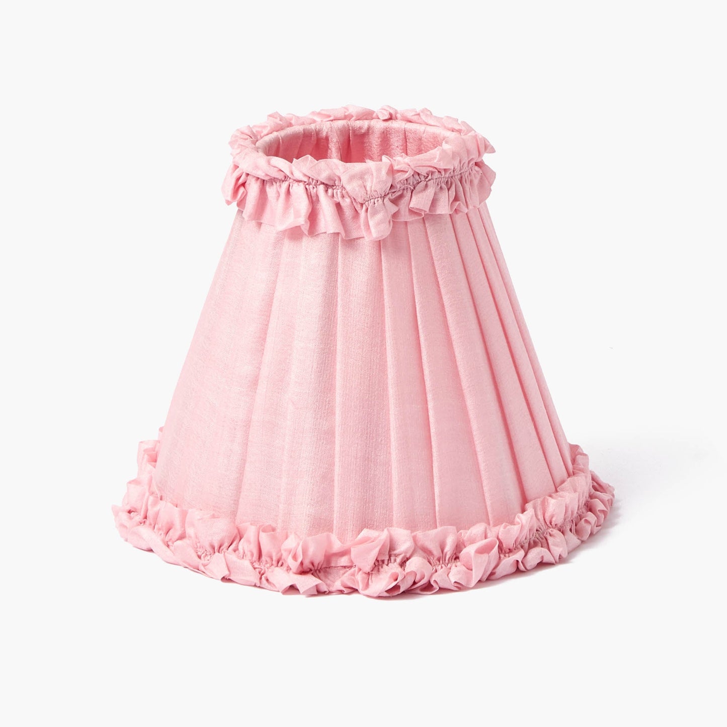 Lampada ricaricabile Edie Tall con paralume in seta con volant rosa pallido (18 cm)