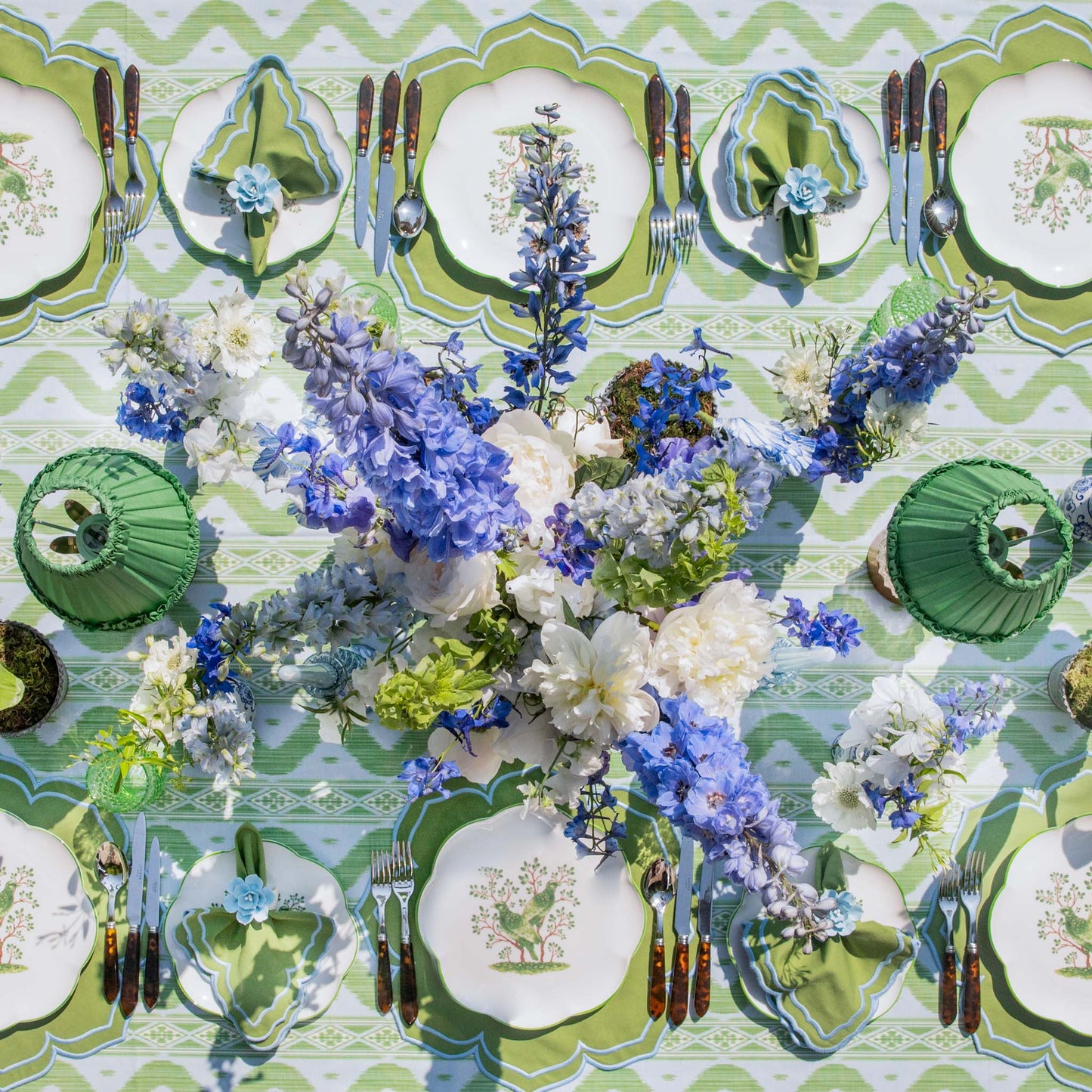 Tovaglia Ikat blu e verde