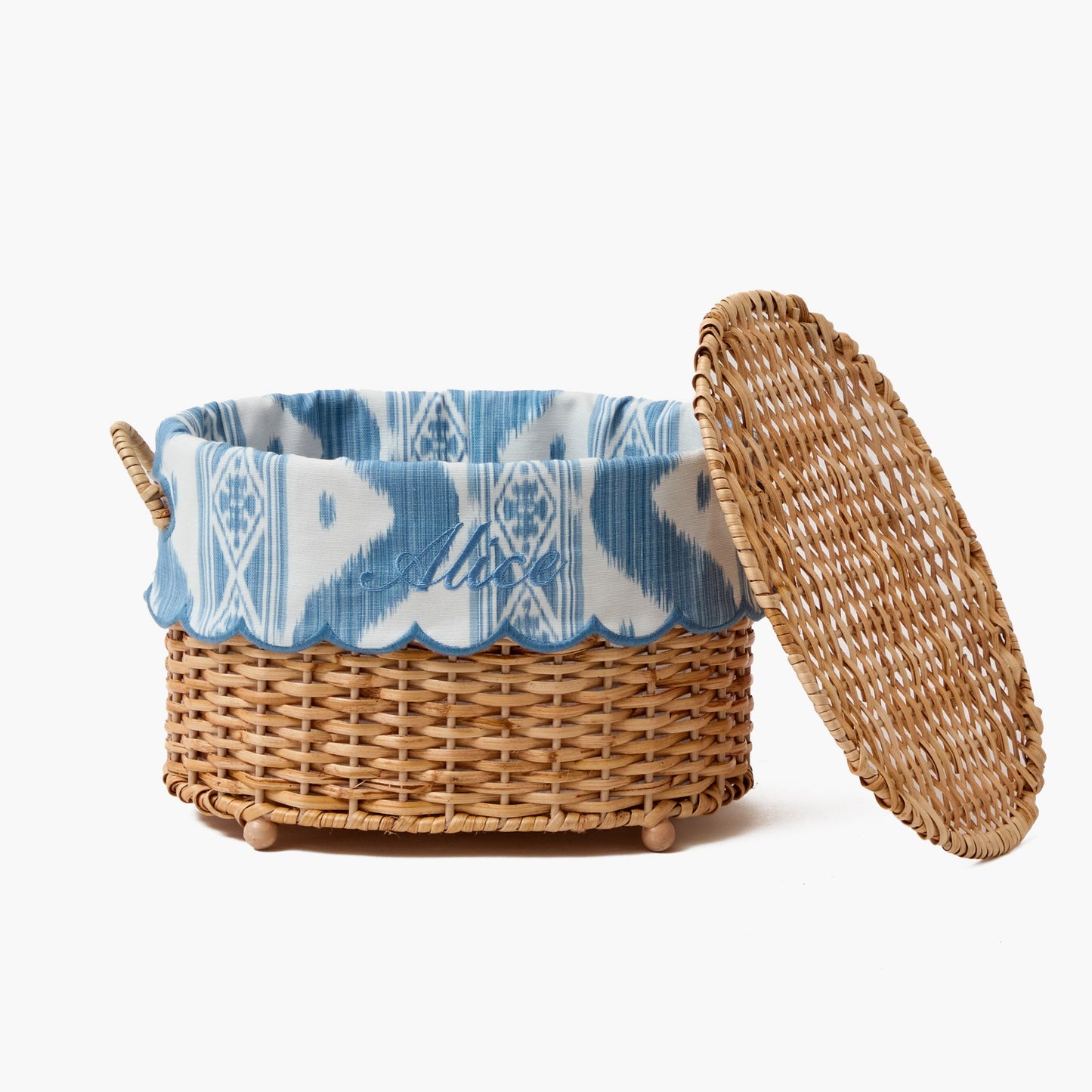 Cesto in rattan Isabella con fodera in ikat (extra piccolo)
