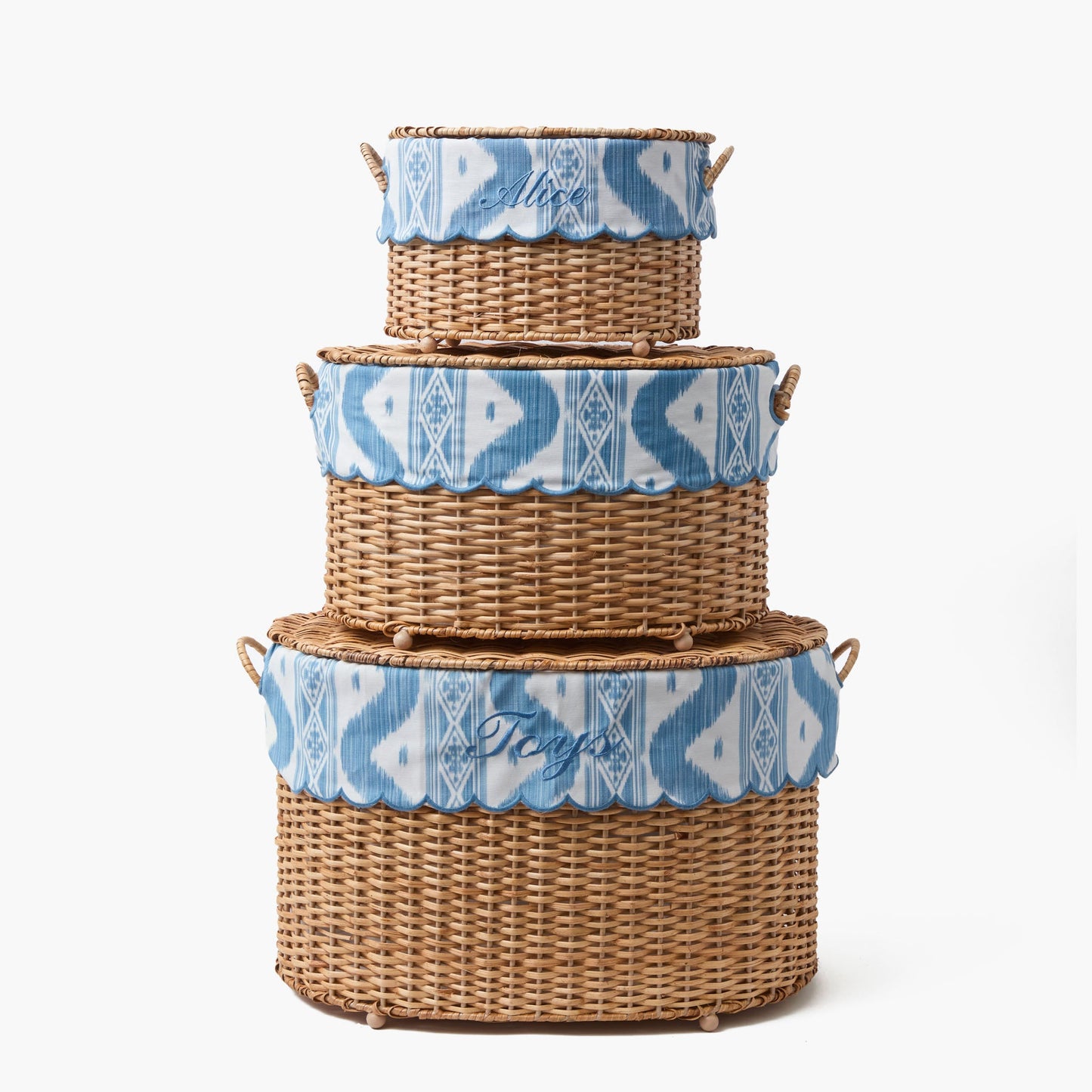 Cesto in rattan Isabella con fodera in ikat (extra piccolo)