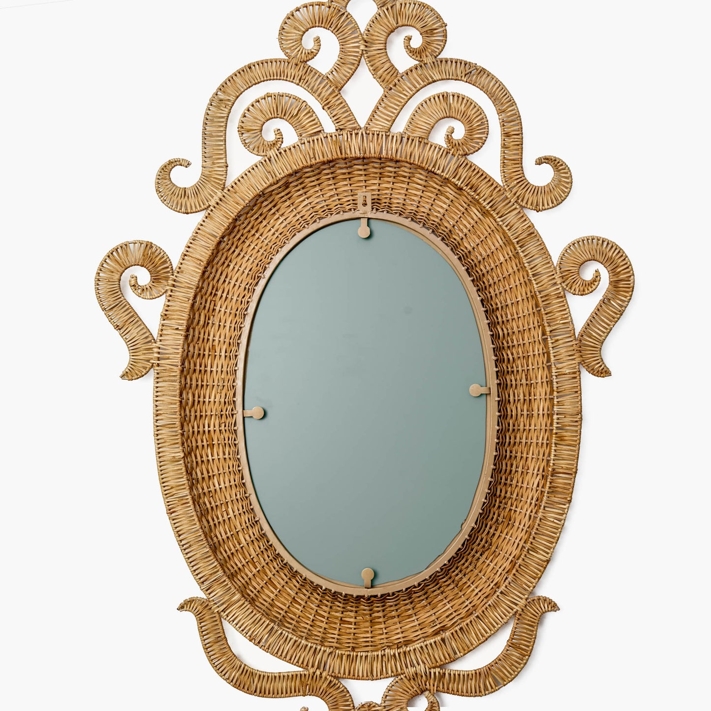 Specchio ovale in rattan