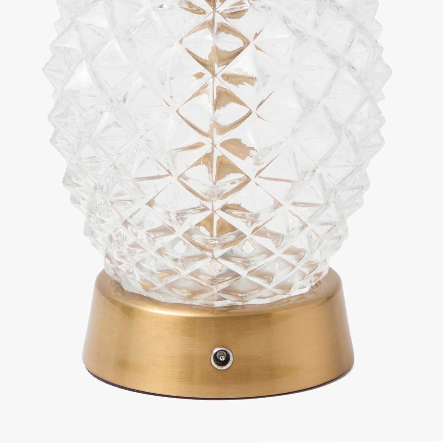 Lampada ricaricabile a forma di ananas in vetro con paralume in seta verde con volant (18 cm)