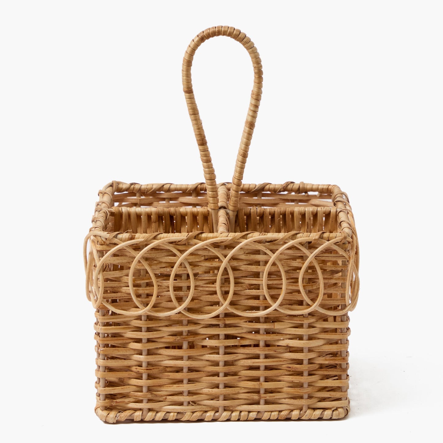 Cestino per posate in rattan intrecciato