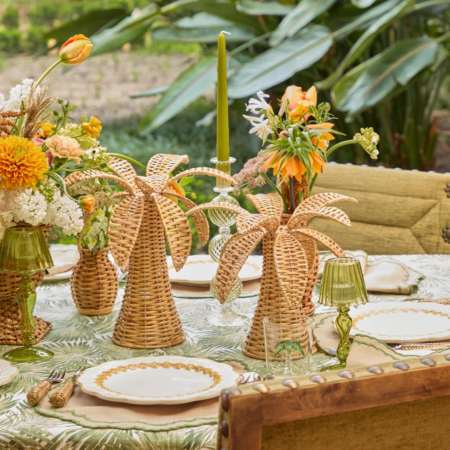 Piccola palma in rattan (coppia)