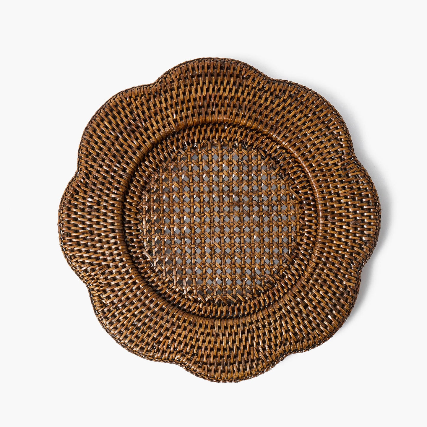Piatti da portata in rattan smerlato marrone (set da 4)