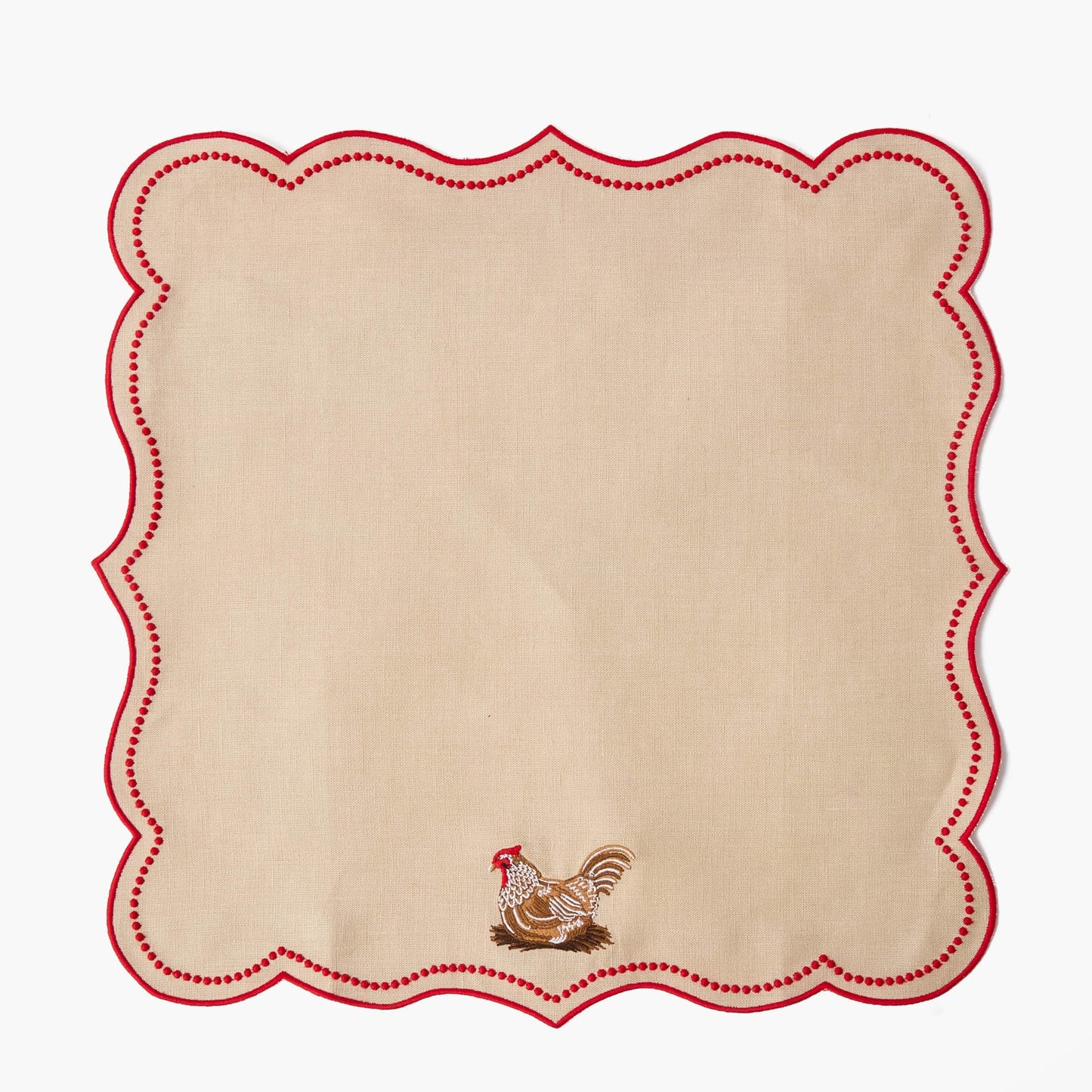 Tovagliette Eloise Putty e Red Linen e tovaglioli Henrietta Hen (set da 4)