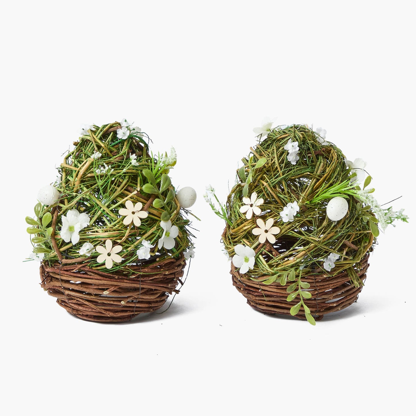Uovo di Pasqua in vimini floreale (coppia)