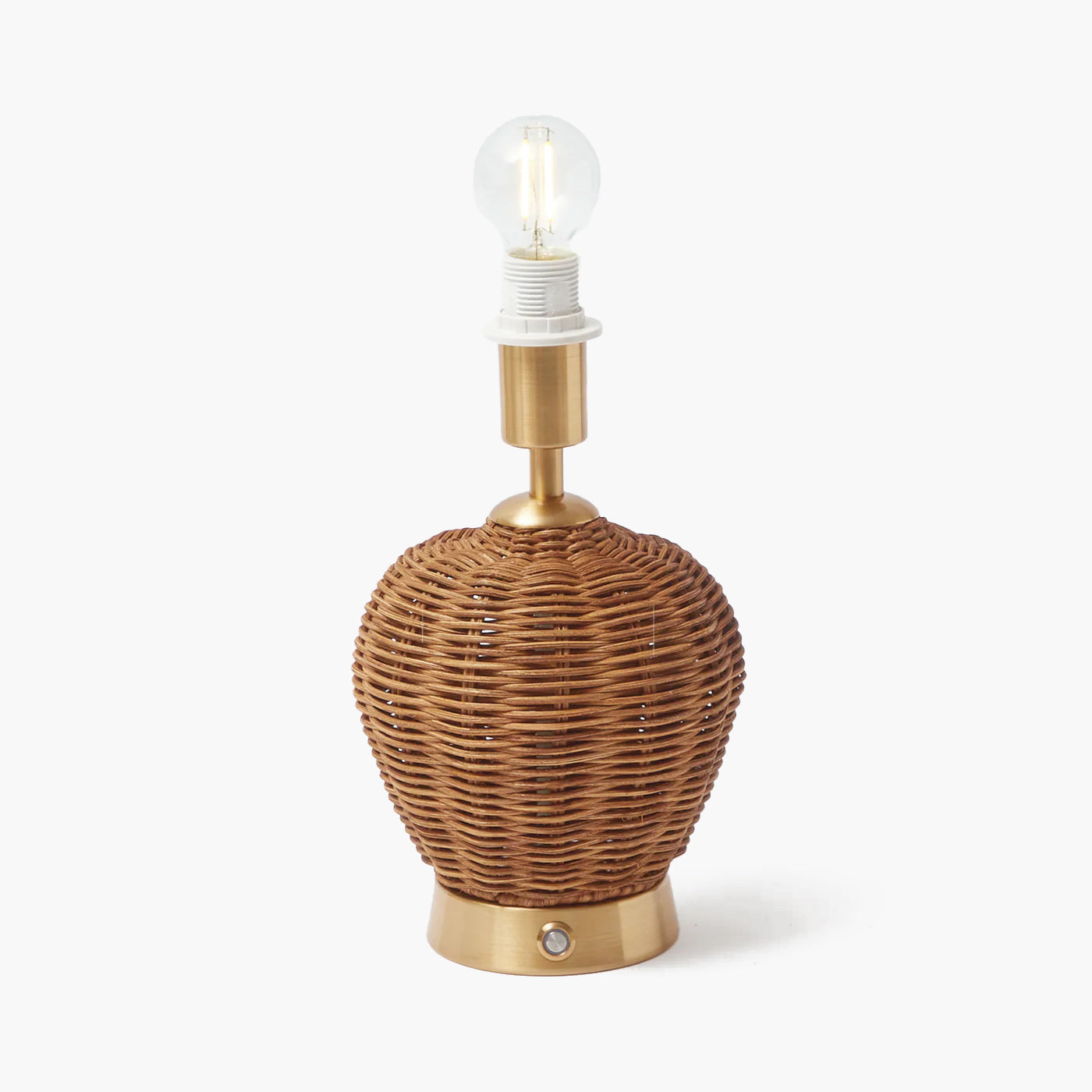 Lampada ricaricabile Ursula in rattan con paralume in stucco e ikat verde (18 cm)