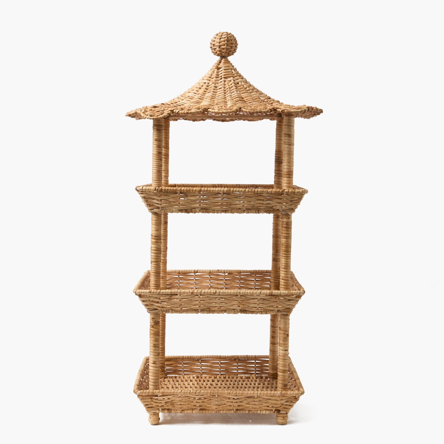 Supporto pagoda a tre livelli in rattan