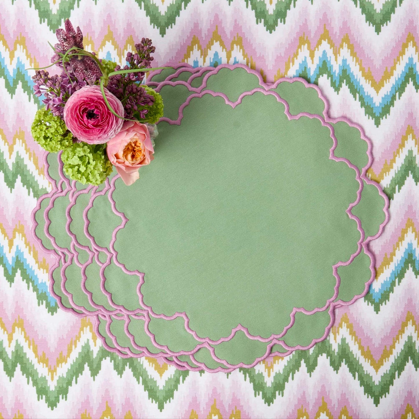 Tovagliette Lily Soft verdi e rosa (set da 4)