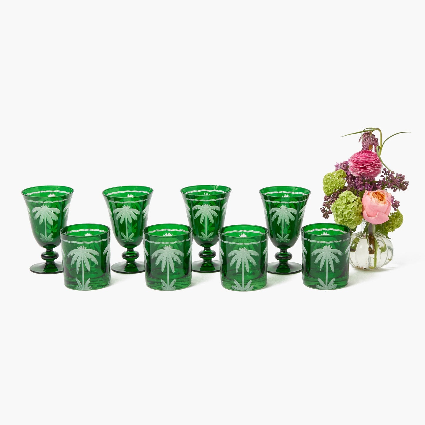 Set di 8 bicchieri Emerald Palm Tree