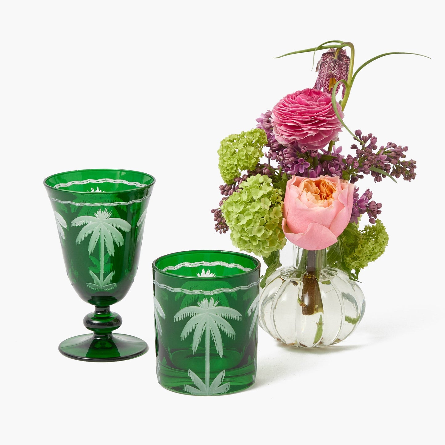 Set di 8 bicchieri Emerald Palm Tree