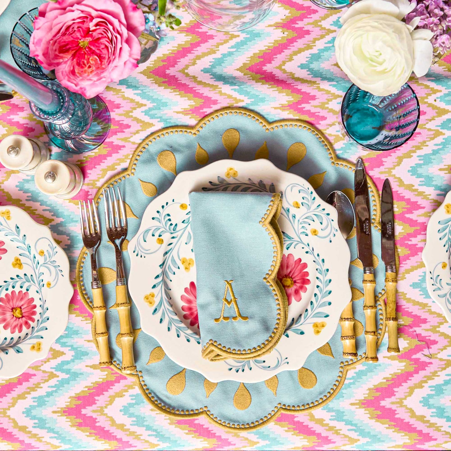 Tovagliette Bettina Blue & Caramel (set da 4)