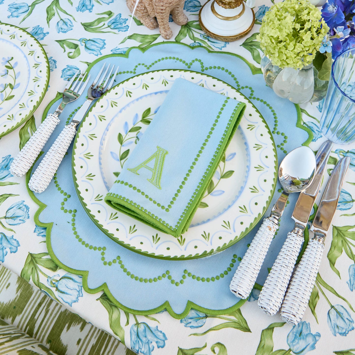 Tovaglioli Mariana blu e verde (set da 4)