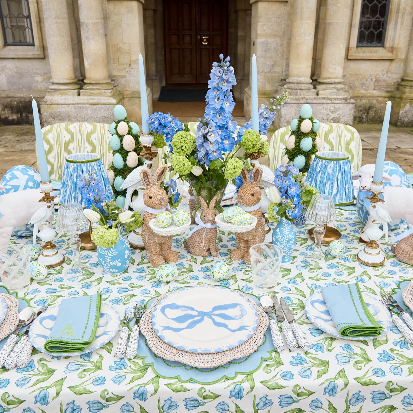 Tovaglioli Mariana blu e verde (set da 4)