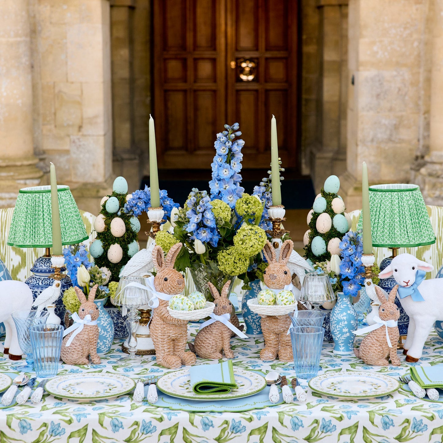 Tovaglioli Mariana blu e verde (set da 4)