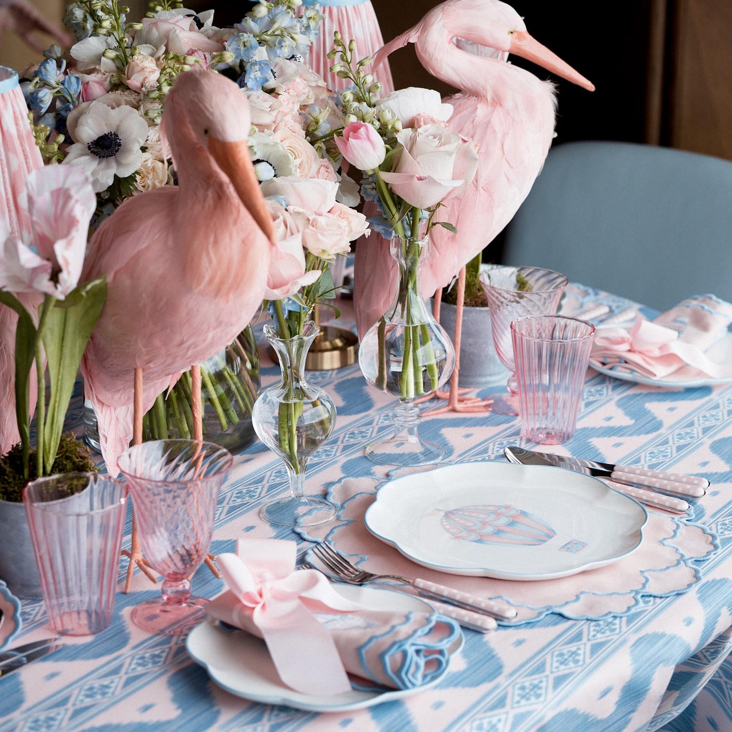 Tovaglia Ikat rosa e blu