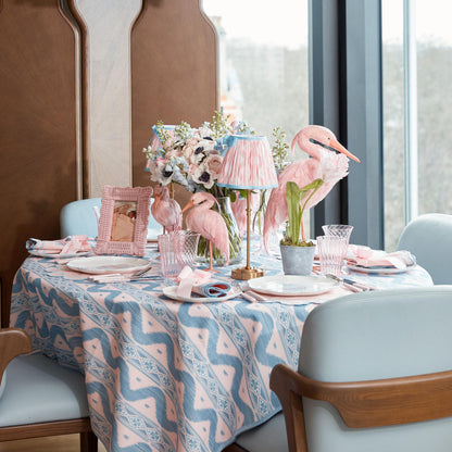 Paralume con fiocco Ikat rosa e blu (18 cm)