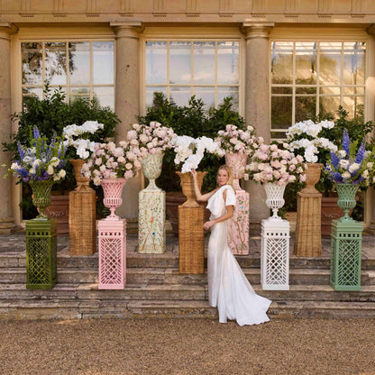 Urna in stile chinoiserie rosa Tole