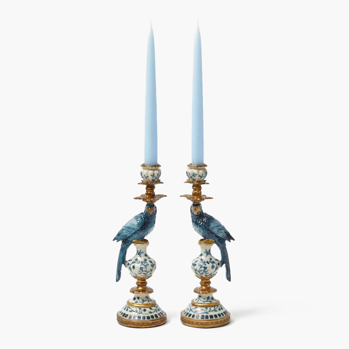 Portacandele piccolo pappagallo blu (coppia)