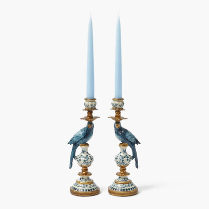 Portacandele piccolo pappagallo blu (coppia)
