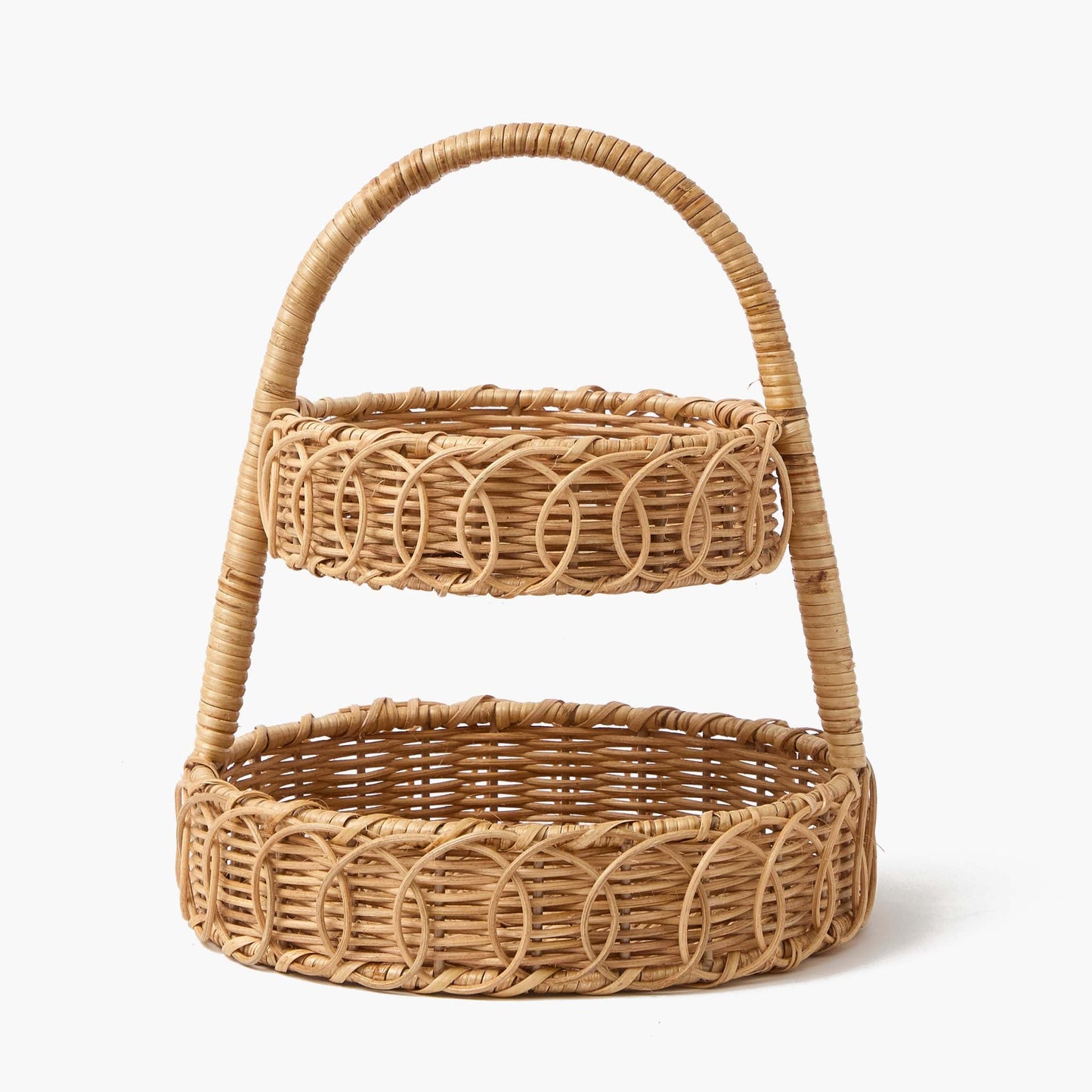 Piccolo supporto a due livelli in rattan