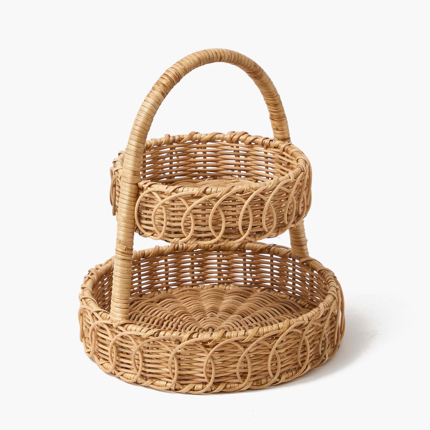 Piccolo supporto a due livelli in rattan