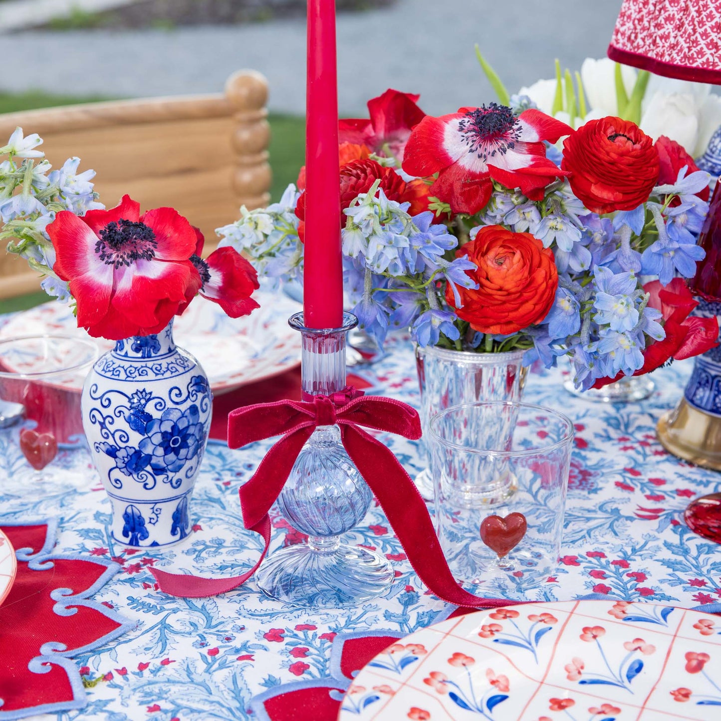 Camille Azure Red Ribboned Candlescape