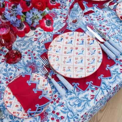 Piatti da portata e da antipasto con motivo floreale blu e rosso (set da 8)
