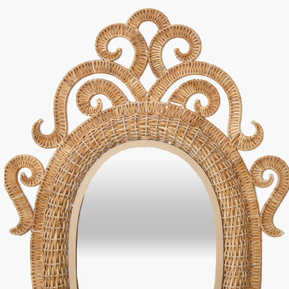 Specchio ovale medio in rattan