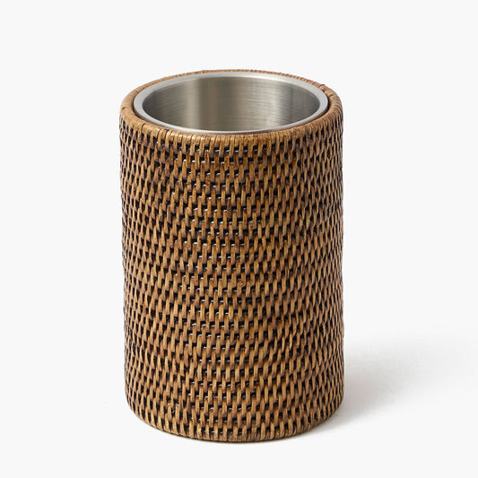 Refrigeratore per vino in rattan marrone scuro