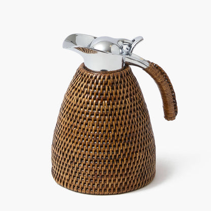 Thermos in rattan marrone scuro
