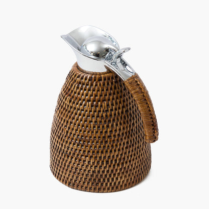 Thermos in rattan marrone scuro