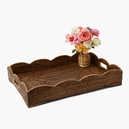 Vassoio in rattan marrone scuro