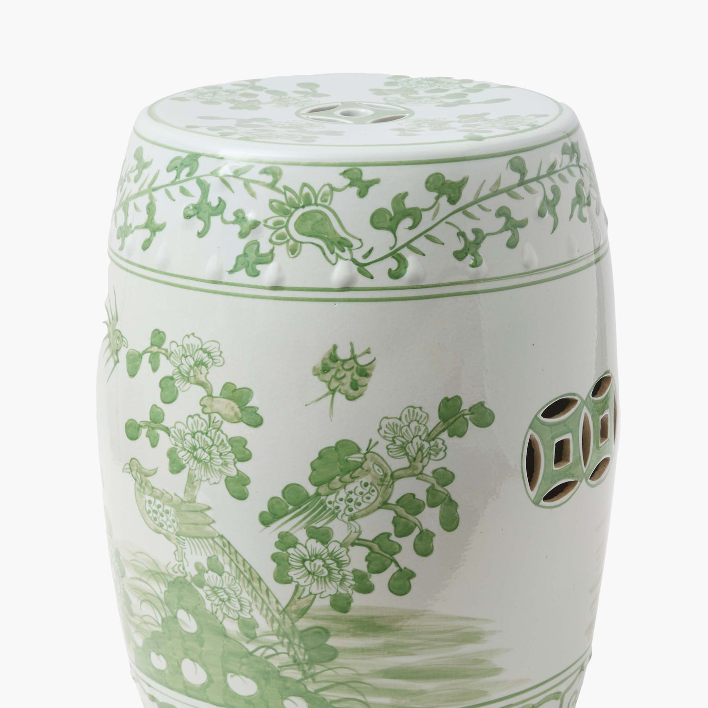 Sgabello in ceramica verde Chinoiserie