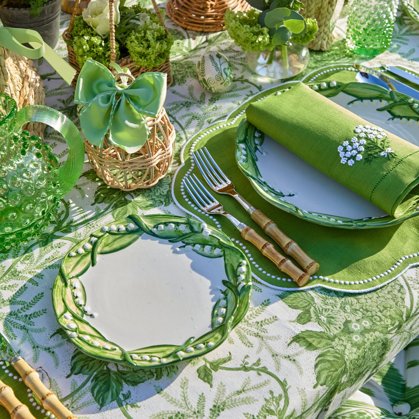 Tovaglioli di lino verde ortensia (set da 4)