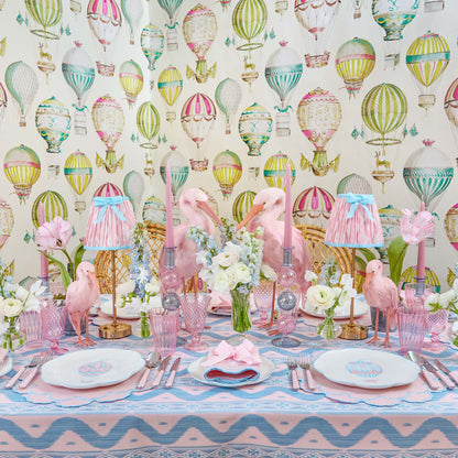 Paralume con fiocco Ikat rosa e blu (18 cm)