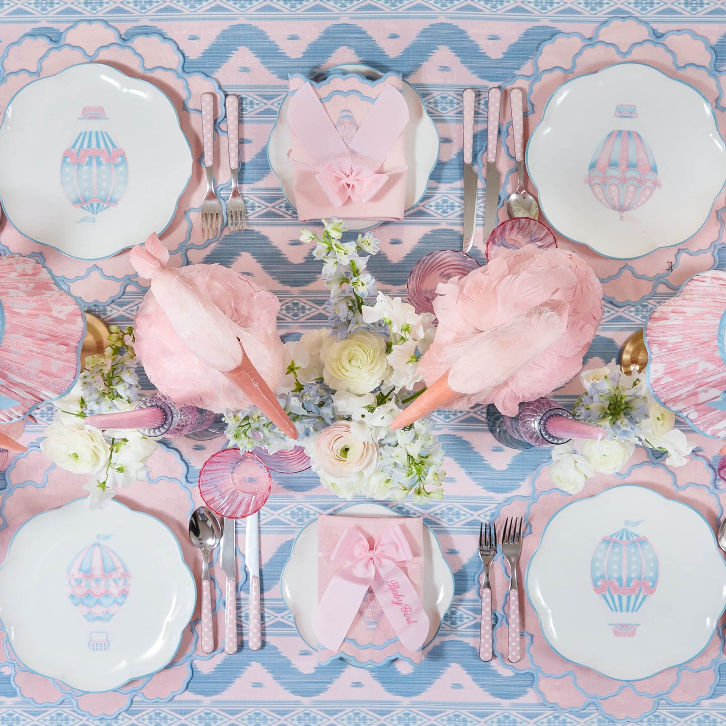 Tovaglia Ikat rosa e blu