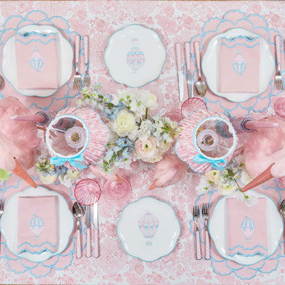 Tovaglioli ricamati Sarah Pink &amp; Blue Hot Air Balloon (set da 4)