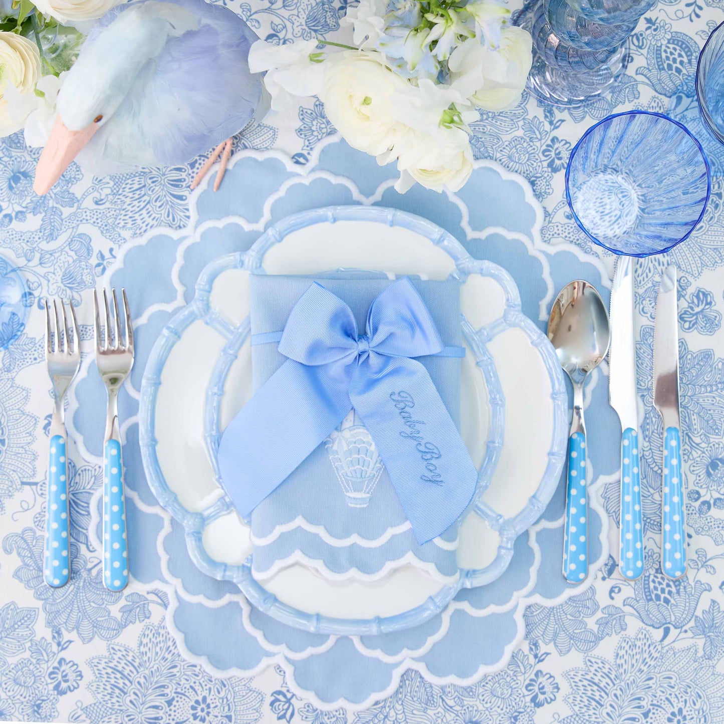 Fiocco personalizzabile in grosgrain blu