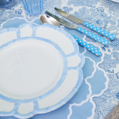 Piatti da portata e da antipasto in melamina e bambù blu (set da 8)