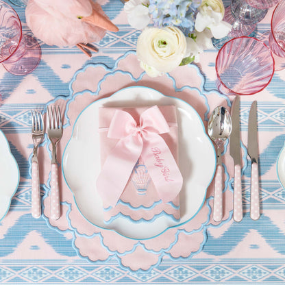 Tovaglioli ricamati Sarah Pink &amp; Blue Hot Air Balloon (set da 4)