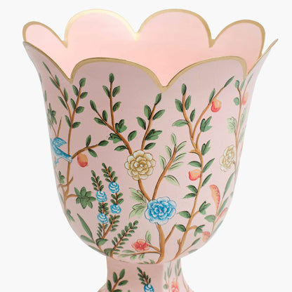 Piccolo vaso urna in stile chinoiserie rosa