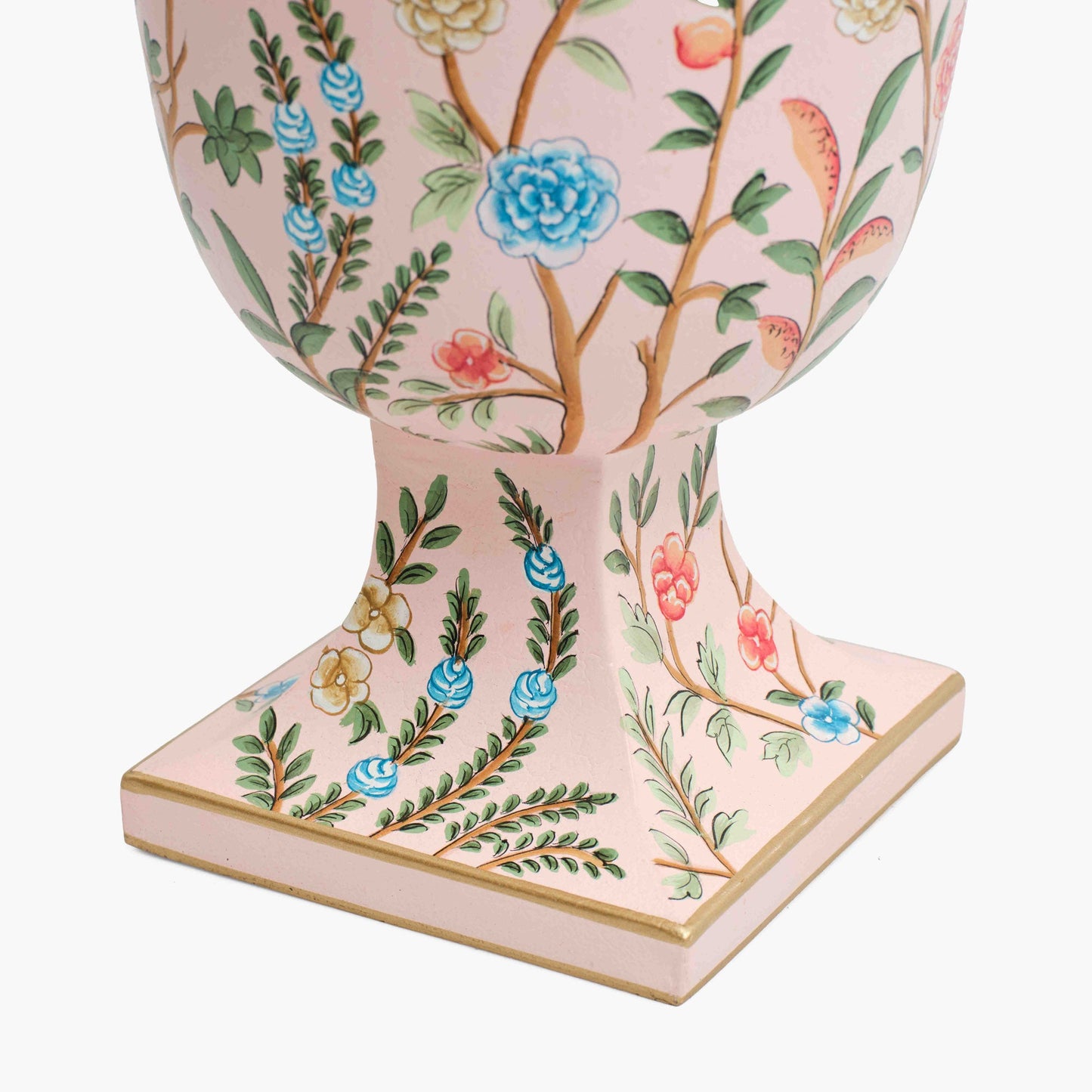Piccolo vaso urna in stile chinoiserie rosa