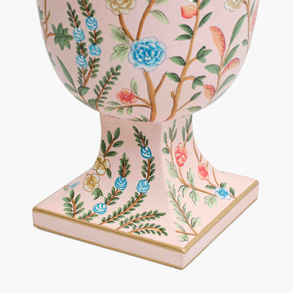 Piccolo vaso urna in stile chinoiserie rosa