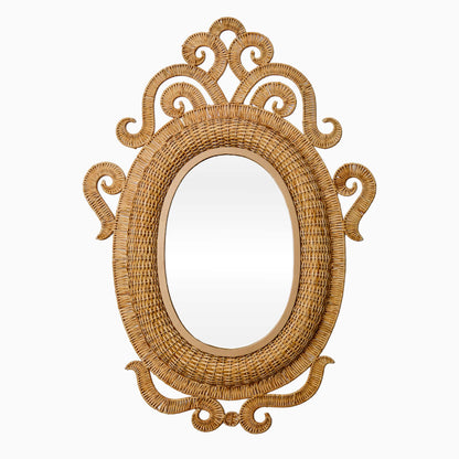 Specchio ovale in rattan