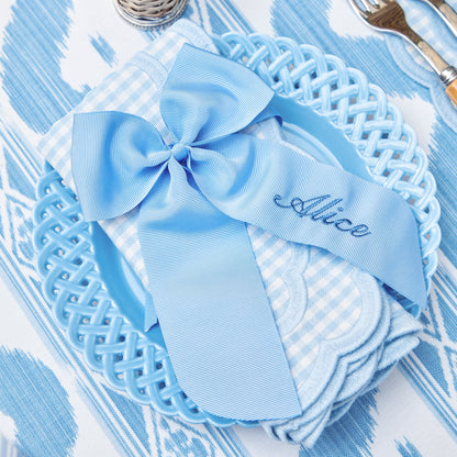 Fiocco personalizzabile in grosgrain blu