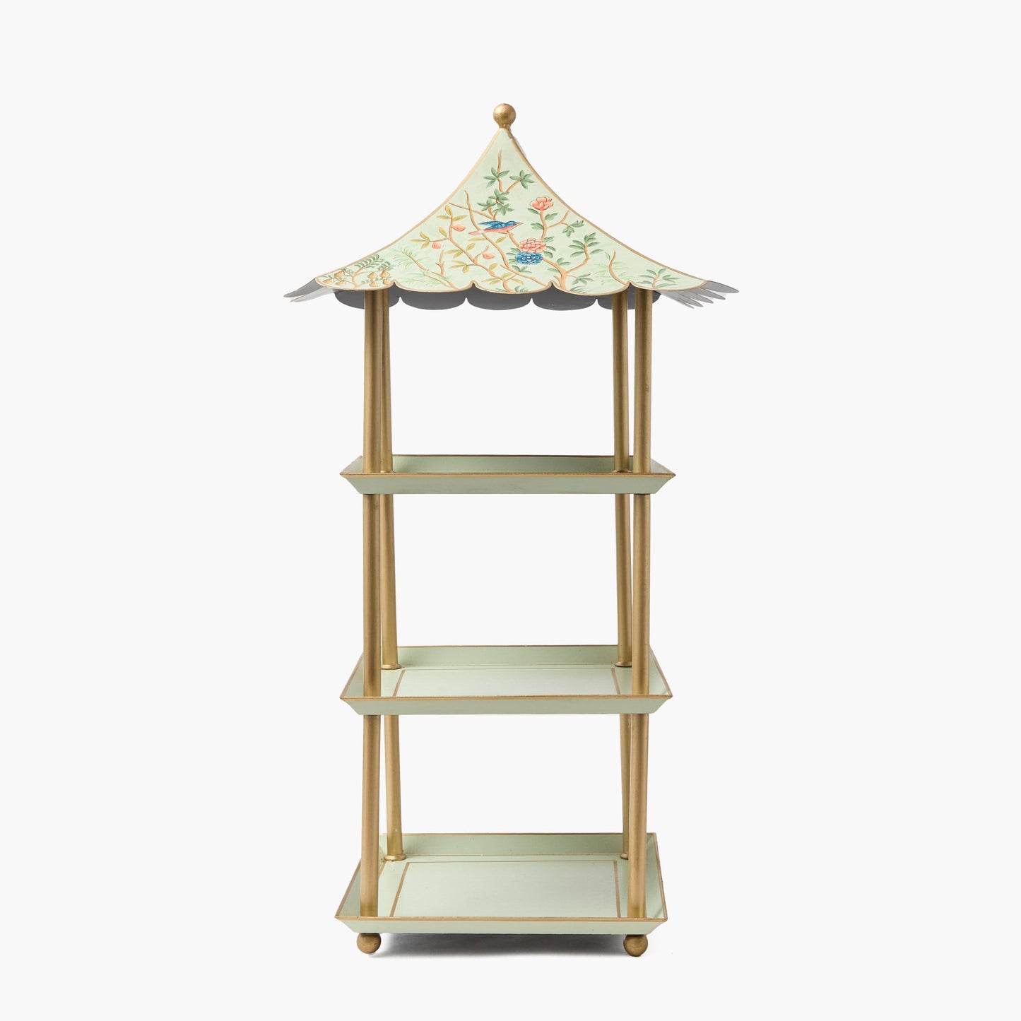 Supporto a pagoda a tre livelli in stile Chinoiserie Tole