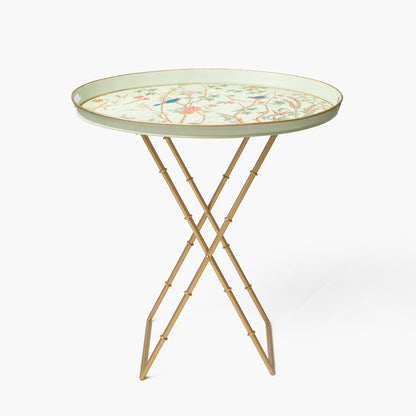 Vassoio rotondo Chinoiserie Tole con supporto